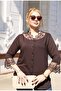 Plus Size Brown Shirt with Lace Detail - 2
