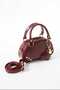Women's Oval Design Gold Detail Heart Charm Gift Adjustable Strap Hand Shoulder Crossbody Bag Burgundy - 3