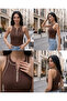 Brown Contrast Ribbed Ring Zipper Detailed Premium Ribbed Women's Tank Top - 6