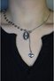Silver Color Steel Necklace with Heart Figure Chain Detail