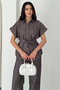 Women's Belted Shirt and Trouser Set – Buttoned Comfortable Fit Two-Piece Set 2802 - 5