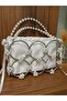 White Pearl Bridal Bag White Evening Dress Bag with Metal Ring - 2