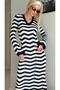 Women's Zigzag Detailed Long Sleeve Knitwear Dress - 5