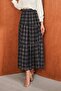 Navy Blue Layered Patterned Chiffon Skirt