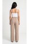 Beige Women's Muslin Palazzo Pants Wide Leg High Waist - 8