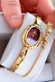 Oval Case Gold Color Women's Wristwatch Steel Band Japanese Movement Gift Special Boxed Hmby2068C1 - 3