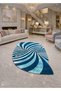 Sdt Blue Swirl Patterned Modern Woven Base Decorative Carpet Sdt938