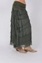 Women's Slim-Looking Layered Long Khaki Italian Silk Skirt