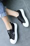 Piata Black Skin White Sole Lace Up Sneakers - 3