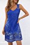 Women's Strappy V-Neck Bird Eye Detailed Patterned Short Single Jersey Dress - 2