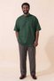 Dark Green Wide Fit 100% Cotton Muslin Fabric Judge Collar Short Sleeve Men's Shirt - Hajj Umrah Shirt - 4