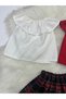 Baby Girl 3-Piece Set: Madonna Collar Blouse & Square Patterned Skirt - 7