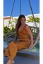 Gold Color Long Elara Satin Dress with Back Detail - 9
