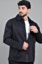 Diagonel Fabric Collared Zippered Seasonal Coat Pldp 3031_60391 - 2