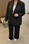 Plus Size Women's Oversized Lined Blazer Jacket - Black - 6