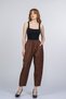 Women's Summer Brown Orielle Elastic Waist Ankle Length Trousers Stylish Daily Comfortable 30388