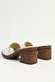 Women's White Knitted Strap Chain Detailed Heeled Slippers - 4