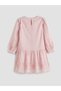 Meral Collection Pink Crew Neck Embroidered Girls' Dress - 2