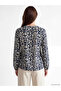Blue Tie Neck Floral Blouse - 4