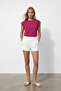 Violet Crew Neck Pearl Embellished Sleeveless Blouse Alc-X13522 - 3