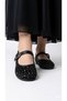 Girls' Black Colorful Pearl-Backed Buckle Orthopedic Stylish Ballet Flats with Non-Slip Soles - 2