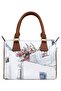 Women's Vegan Leather White Handbag - Paper Flower Design - 4