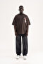 Men's Figure Embroidered Interlock Oversize T-Shirt Dark Brown - 7