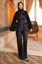 Black Jeans Garnished Jacket Pants Suit