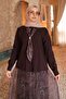 Brown Scarf Detailed Chiffon Skirt Set - 3