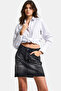 İts Basic Women's Dark Smoked Straight Fit 100% Cotton Mini Denim Skirt