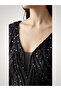 V-Neck Floor-Length Geometric Sequin Embroidered Long Sleeve Evening Dress - 3