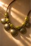 Green Stone Detailed Ethnic Gold Disc Women's Necklace Bohemian Stylish Special Design Necklace - 8