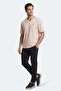 Katre Men's V-Neck Beige T-Shirt - 8