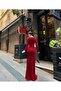 Detailed Slit Flowers Evening Dress Red 583065 - 4