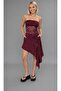 Women's Burgundy Strapless Slit Cross Lace Blouse Be397 - 3