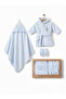 Hooded Embroidered Baby Bathrobe Set of 3 (Bathrobe + Towel + Slippers)