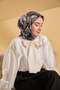 وشاح حرير تويل بنمط رويال أسود 90x90 - 4