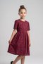 Girls' Embroidered Short Sleeve Dress, Belted Cotton Dress, 7-14 Years