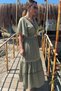 Linen Skirt and Blouse Set with Shell Accessories - 3