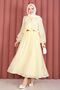 Hijab Suit with Ruffle Detail on the Front and Skirt - Yellow