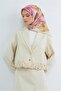Sura Pure Silk Scarf 9503 - 01 Cream Pink Floral Pattern