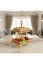 2-Tier Square Glass Fruit Stand with Gold Metal Frame – Elegant Serving Tray for Fruits, Desserts & Pastries - 2