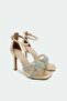 Guide Stone Knot Detailed Women's Gold Heeled Shoes - 4