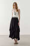 Flounced Draped Skirt Black - 2