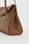 Double Handle Charm Detailed Shopper Bag Brown - 5
