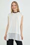Sleeveless Tunic with Pleated Skirt Detail
