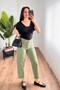 Mom Fit Gabardine Denim Khaki Trousers - 2