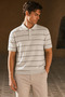Men's Old Money Striped Polo Collar Knitwear T-Shirt Slim Fit - 2