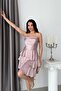 Powder Draped Thin Straps Short Evening Dress with Tie Back