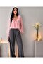 Women's Ruffle Collar Lace-Up Detailed Layered Peplum Long Sleeve Chiffon Blouse